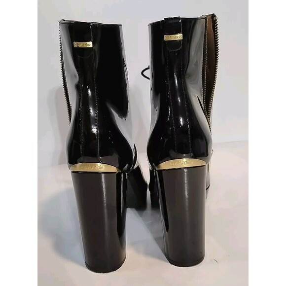 Calvin Klein Women's Black Patent Leather Platform Ankle Boots - Size 11 - Picture 4 of 10